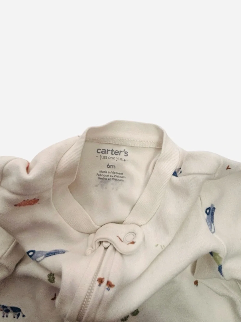 Carter's Cream Footed One-Piece with Navy & Coral Prints 8 0549